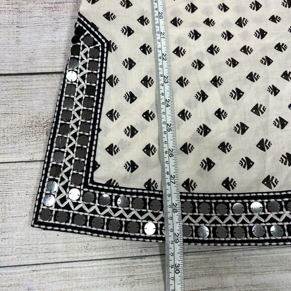 Tory Burch Kingfish Print Sequin Embellished Ivory Cotton Tunic Size 8 NWT - Picture 11 of 11